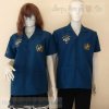 เสื้อช็อป Workshop shirt สีฟ้าคราม ผ้าSpandex เก็บเอวทรงสวย