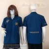 เสื้อช็อป Workshop shirt สีฟ้าคราม ผ้าSpandex เก็บเอวทรงสวย