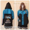 เสื้อรุ่น Custom3สี ดำ-ฟ้า-เทาอ่อน แต่งหน้าหลังแขน + บังซิป