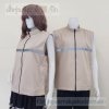เสื้อกั๊ก คอตั้ง สีครีมกากี ติดแถบสะท้อนแสง