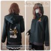 เสื้อรุ่น Custom2สี เขียวขี้ม้า-เทาเข้ม แต่งเส้น ข้อมือ/หมวก