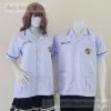 เสื้อช็อปนร.พยาบาล สีขาวโอโม่ ผ้าวาเลนติโน่ แต่งแถบน้ำเงิน เก็บเอวทรงสวย