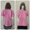 เสื้อช็อป Workshop shirt สีชมพูอ่อน ผ้าSpandex เก็บเอวทรงสวย
