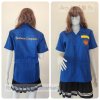 เสื้อช็อป Workshop shirt สีน้ำเงินอ่อน แต่งเหลือง เก็บเอวทรงสวย