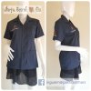 เสื้อช็อป Workshop shirt สีกรมเทา เก็บเอวทรงสวย(copy)