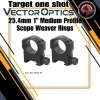 VECTOR OPTICS 25.4mm 1" Medium Profile Scope Weaver Rings