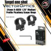 34mm X-ACCU 1.25" Medium Profile Picatinny Scope Rings