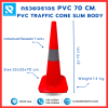 กรวยจราจร 1 แถบ PVC 28" (32x32x70 ซม.) Slim Body สีส้ม ติดแถบสะท้อนแสง
