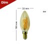 DNER LED FILAMENT CANDLE GOLD 6W E14 WARMWHITE DIMMABLE