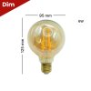 DNER LED FILAMENT G95 GOLD 6W E27 WARMWHITE DIMMABLE