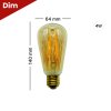 DNER LED FILAMENT ST64 GOLD 6W E27 WARMWHITE DIMMABLE