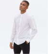 New Look long sleeve grandad poplin shirt in white