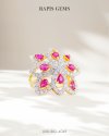 Gold Ruby Ring with Diamond Halo