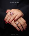 Gold Ruby Ring with Diamond Halo