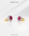 Gold Ruby Ring with Diamond Halo