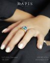 Gold Blue Sapphire Ring with Diamond Halo