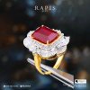 Gold Ruby Ring with Diamond Halo
