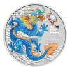 2024 Australia Perth Mint Lunar Series III Blue Dragon Silver Coloured Coin 1 oz (in Capsule)
