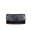 CROCODILE HORNBACK LEATHER LONG TRI-FOLD WALLET : CW33HKMP