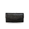 CROCODILE HORNBACK LEATHER LONG TRI-FOLD WALLET : CW33HKMR