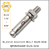 พุกสแตนเลส Sleeve Anchor SUS-304 1/4" ~ 5/8"