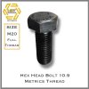 RITZ Hex Head Bolt 10.9 Size M16 Pitch 2.0 DIN933 Full Thread Pack 5 PCS