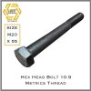 สกรูหัวหกเหลี่ยม สกรูมิลดำ 10.9 M20-2.5 X 55 DIN931 เกลียวครึ่ง Hex Head Bolt Metrics