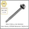 สกรูปลายสว่าน แหวน EPDM สแตนเลส Self Drilling Screw Stainless SUS-410 #8-14G X 16