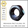 Steel Hex Nut Class 10 S45C size M8, M10, M12, M16 Pack 10 PCS