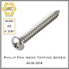 สกรูเกลียวปล่อยสแตนเลส หัว PH SUS-304 เบอร์ #6 X 3/8"
