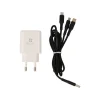 PA014 อะแดปเตอร์พร้อมสายชาร์จ QPLUS Wall USB Charger 2 USB-A (2.4A) + 3-in-1 USB-A to USB-C/Micro/Lightning Cable 1M. White (TISI)