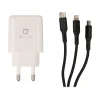 PA014 อะแดปเตอร์พร้อมสายชาร์จ QPLUS Wall USB Charger 2 USB-A (2.4A) + 3-in-1 USB-A to USB-C/Micro/Lightning Cable 1M. White (TISI)