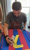 เสื้อ Barcelona Retro Signed by David Villa พร้อมข้อความพิเศษ เข้ากรอบ