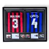 เสื้อ AC Milan + Inter Milan Retro พร้อม ลายเซ็นสด Maldini+Zanetti เข้ากรอบคู่ Exclusive Memorabilia