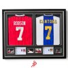 เสื้อ Manchester United Official Retro พร้อม ลายเซ็นสด Eric Cantona+Bryan Robson เข้ากรอบคู่ Exclusive Memorabilia