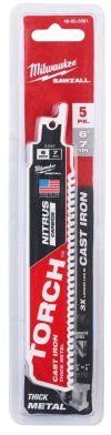 ใบเลื่อยไนตรัสคาร์ไบด์ MILWAUKEE 7TPI ยาว 6 นิ้ว (แพค 5 ชิ้น) รุ่น 48-00-5561 รุ่น TORCH