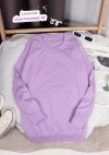 เสื้อยืดคอกลมสีพื้นแขนยาว แขนจั๊ม Unisex สีม่วงลาเวนเดอร์