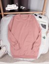เสื้อยืดคอกลมสีพื้นแขนยาว แขนจั๊ม Unisex สีชมพูหม่น