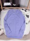 เสื้อยืดคอกลมสีพื้นแขนยาว แขนจั๊ม Unisex สีม่วงน้ำจืด