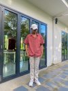 เสื้อเชิ้ตคอปกแขนสั้นสีพื้น Unisex สีโอรสเข้ม