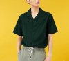 เสื้อเชิ้ตคอปกแขนสั้นสีพื้น Unisex สีเขียวเป็ด