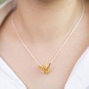 Origami Crane rich gold pendant