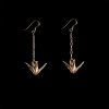 Origami Crane Dangle Earrings Silver 99.9 ROSE GOLD 18k Gold Plated Silver