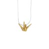 Origami Crane rich gold pendant