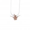 Origami Crane rose gold pendant
