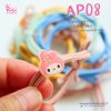 AP08 / Elastic hair bands + Plastic parts / 15 sets per pack assorted color/ Accessory Part