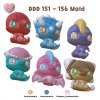 DDD 151-156 Dino Mold Set / Cute Dinosaur / High-relief / Epoxy Resin, Chocolate, fondant, Jelly Mold