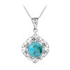 Sterling Silver Turquoise Pendant with Chain 18 Inches
