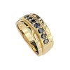 Sterling Silver Black Spinel Men's Ring Over 18K Yellow Gold