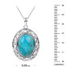 Sterling Silver Turquoise Pendant with Chain 18 Inch